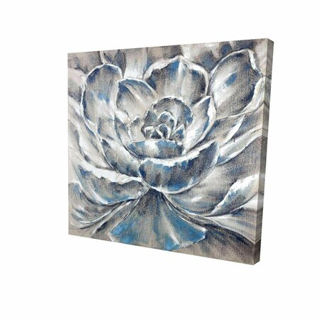 FONDO 16 x 16 in. Grey & Blue Flower-Print on Canvas FO2787226